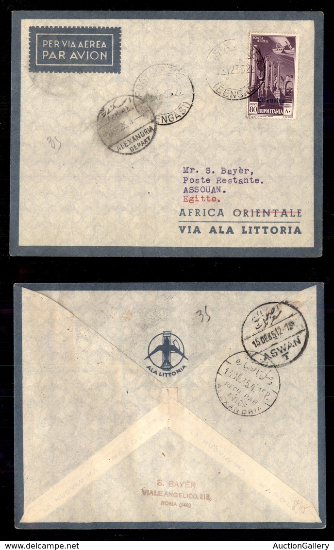 POSTA AEREA  - 1935 (12 Dicembre) - Bengasi Assuan (3476) - 15 Volati - Otros & Sin Clasificación