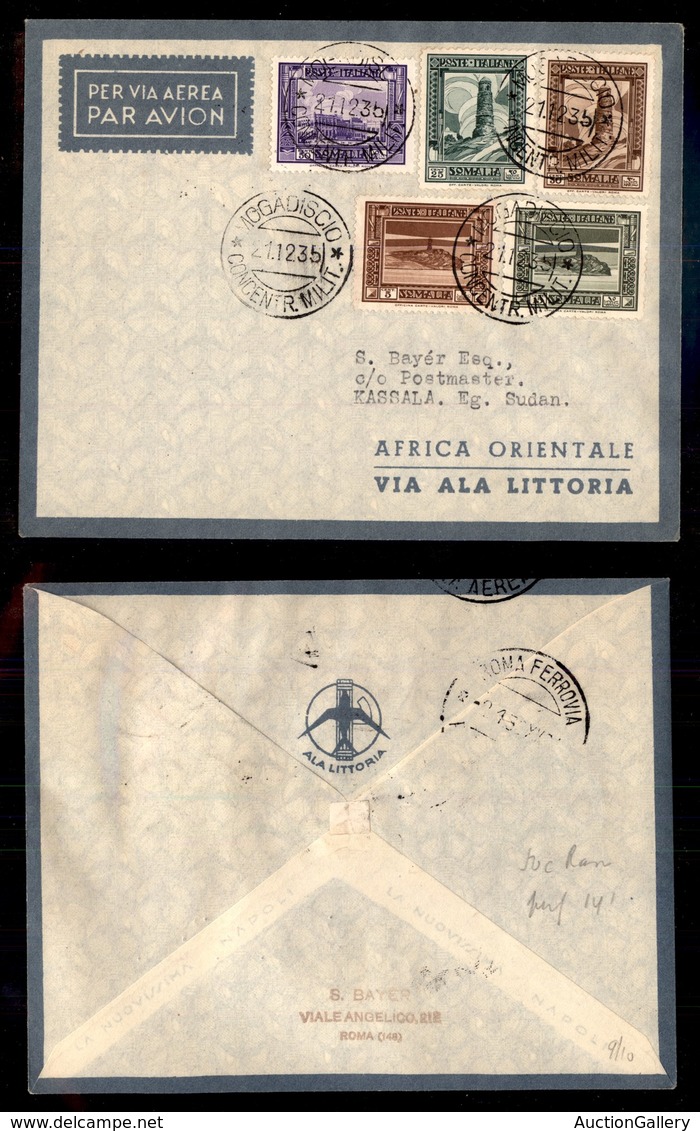 POSTA AEREA  - 1935 (22 Dicembre) - Mogadiscio Kassala (3497) - 10 Volati - Otros & Sin Clasificación