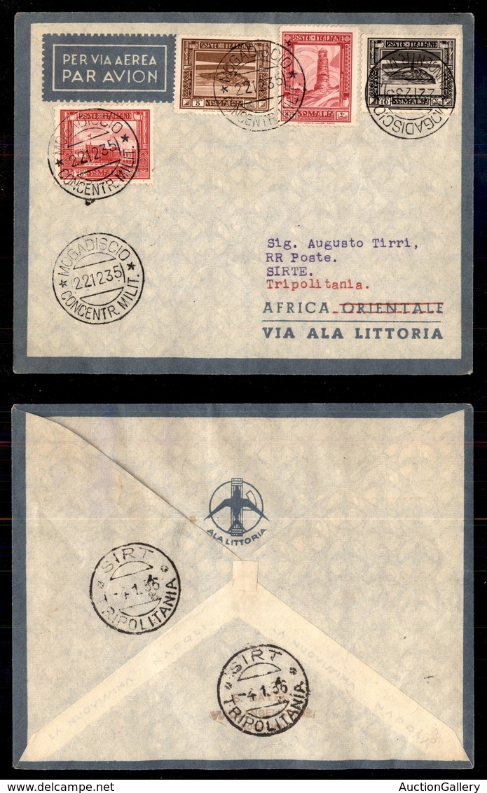 POSTA AEREA  - 1935 (22 Dicembre) - Mogadiscio Sirte (3507) - 10 Volati - Otros & Sin Clasificación