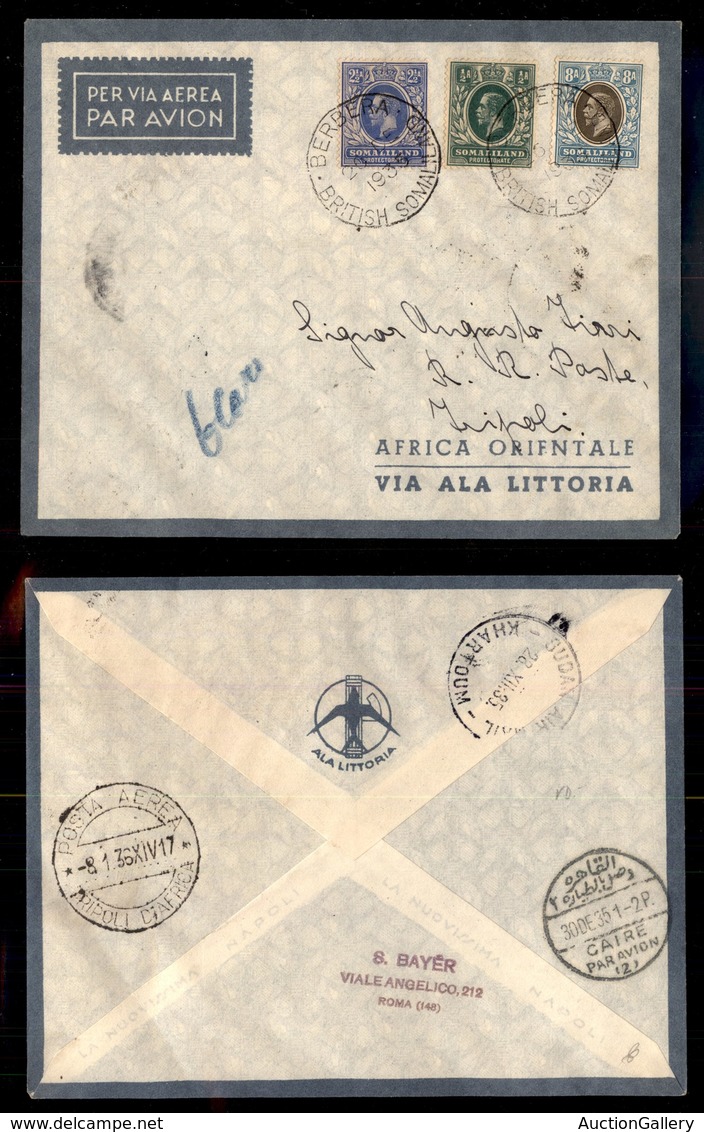 POSTA AEREA  - 1935 (26 Dicembre) - Berbera Tripoli (3518) - 15 Volati - Otros & Sin Clasificación