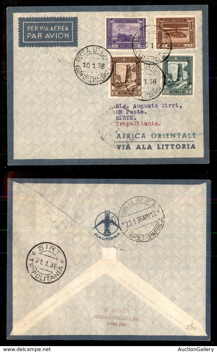 POSTA AEREA  - 1936 (10 Gennaio) - Rocca Littorio Sirte (3543) - 10 Volati - Altri & Non Classificati