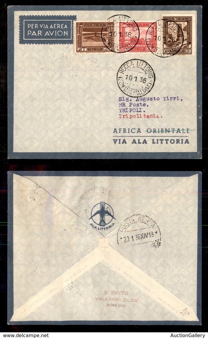 POSTA AEREA  - 1936 (10 Gennaio) - Rocca Littorio Tripoli (3544) - 10 Volati - Altri & Non Classificati