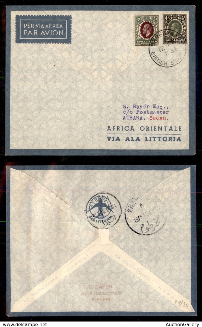 POSTA AEREA  - 1936 (12 Febbraio) - Berbera Atbara (3547) - 10 Volati - Altri & Non Classificati