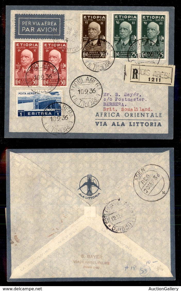 POSTA AEREA  - 1936 (10 Settembre) - Addis Abeba Berbera (3592) - 10 Volati - Otros & Sin Clasificación