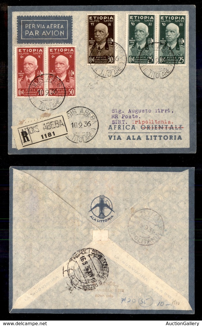 POSTA AEREA  - 1936 (10 Settembre) - Addis Abeba Sirte (3594) - Altri & Non Classificati