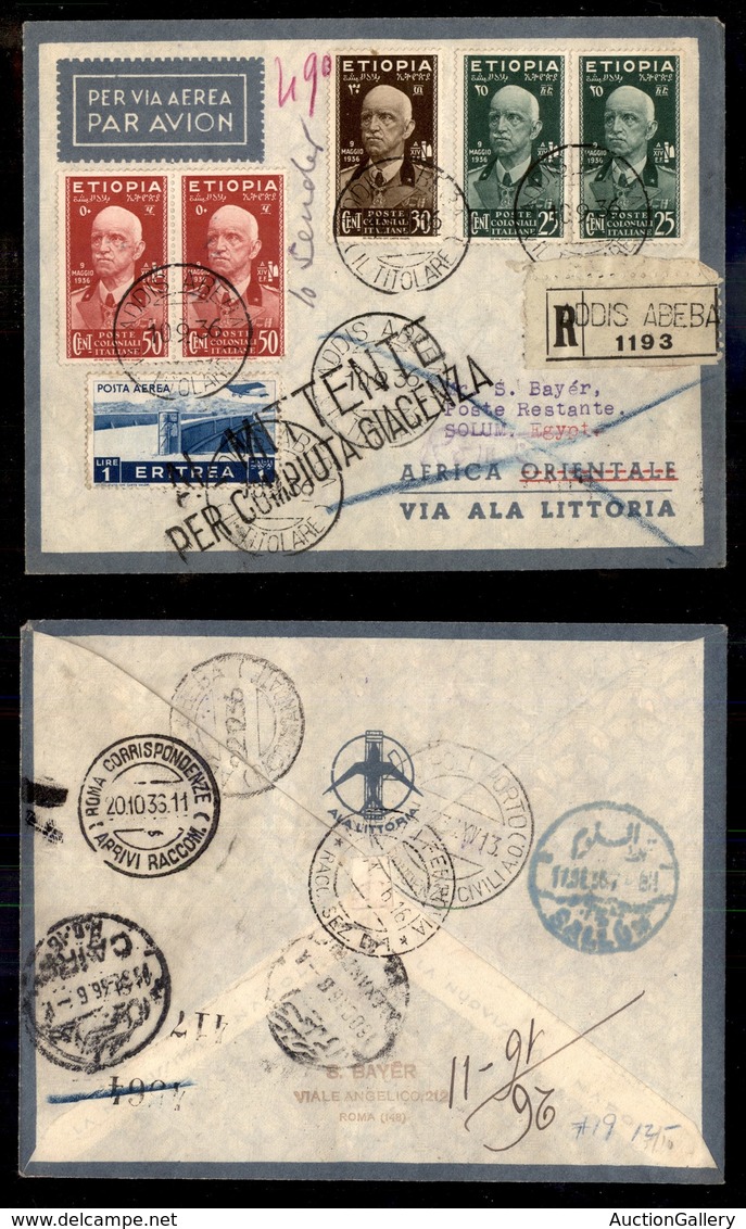 POSTA AEREA  - 1936 (10 Settembre) - Addis Abeba Sollum (3595) - 10 Volati - Otros & Sin Clasificación