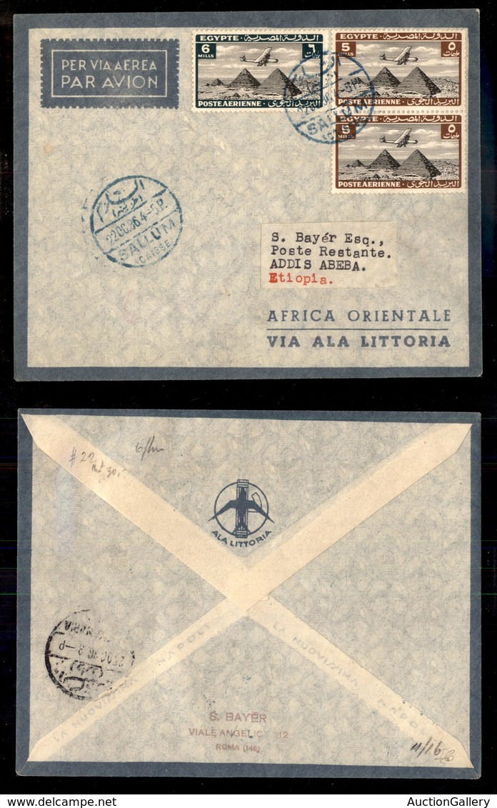 POSTA AEREA  - 1936 (22 Ottobre) - Sollum Addis Abeba (3614) - 16 Volati - Otros & Sin Clasificación