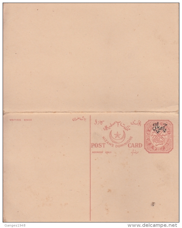 Hyderabad  8 Pies  Pair  Reply  SERVICE  Post Card  India  #  12140  D Inde Indien - Hyderabad