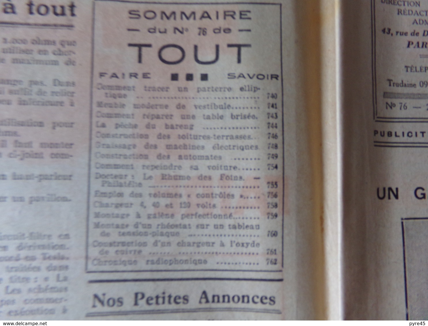 Revue " Tout Faire, Tout Savoir " N° 76 Du 20 Mars 1932 " Pour Réparer Une Table Brisée " - 1900 - 1949