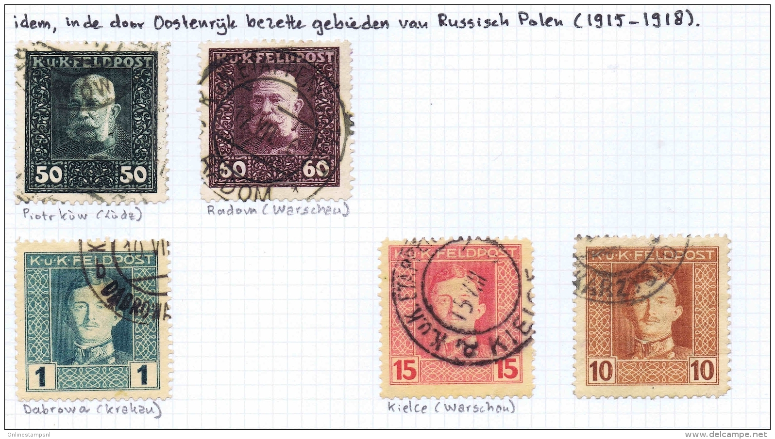 Poland: Austrian Stamps Cancelled Krakau + Austrian Occ. Rusian Poland 1915-1918 - ...-1860 Préphilatélie