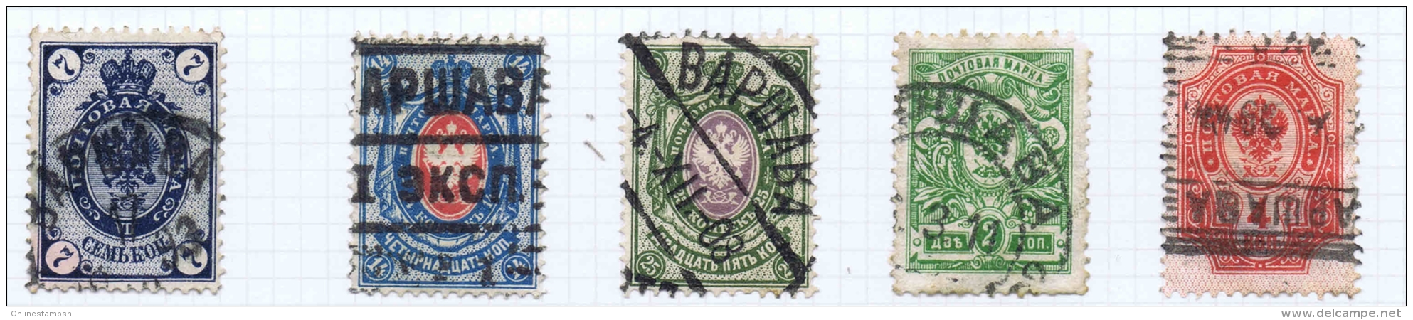 Russian Stamps Cancelled In Poland With Warschau And Lodz - Gebraucht