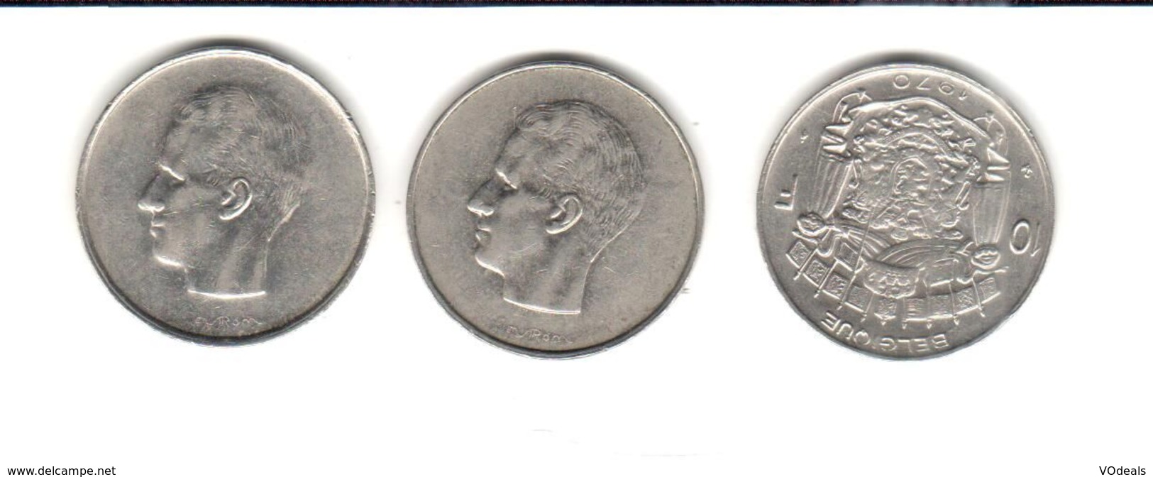 Belgique - 3 Pièces De 10 Francs - Baudouin I - 1970 - 1974 - 1976 - 10 Frank