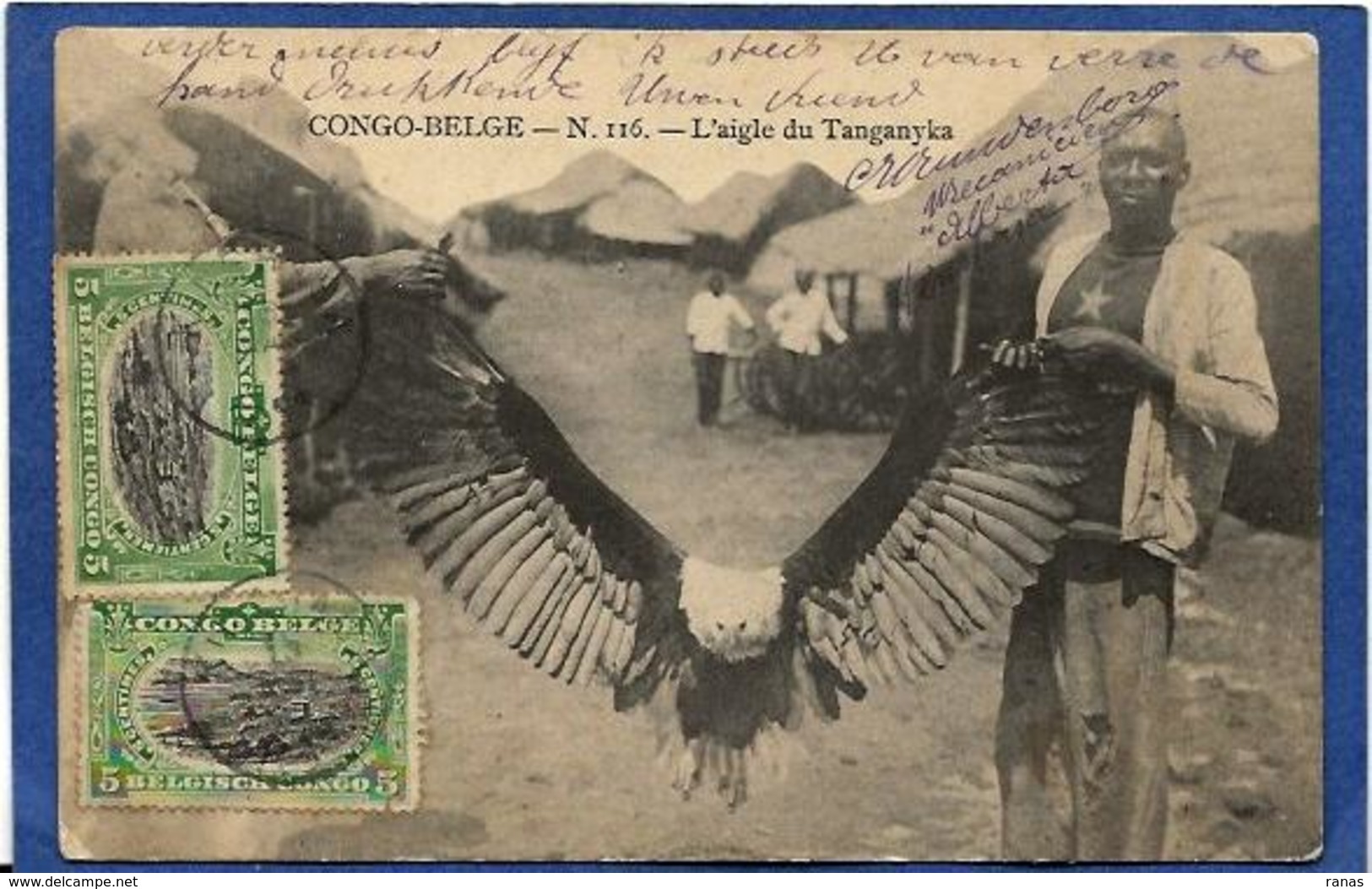 CPA Chasse Chasseur Aigle Du Tanganyka Congo Belge Circulé - Congo Belge