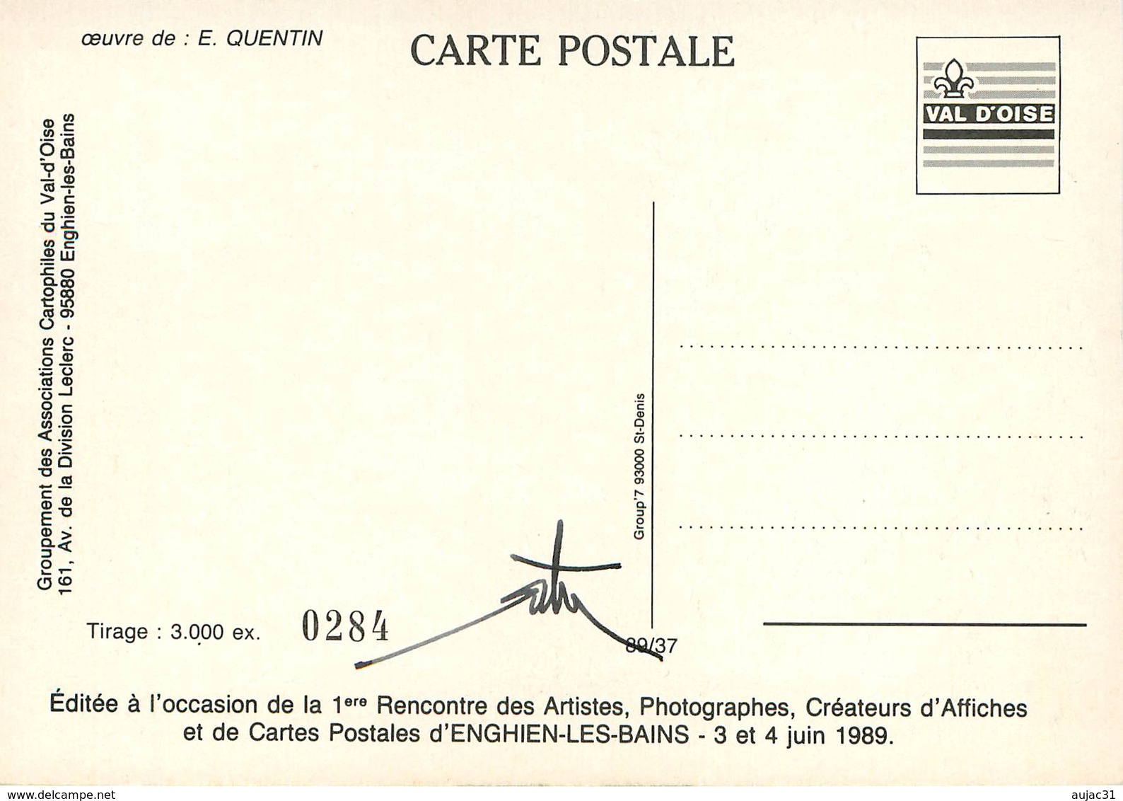 Illustrateurs - Illustrateur Etienne Quentin - Enghien Les Bains - Autographe - Signature - Quentin