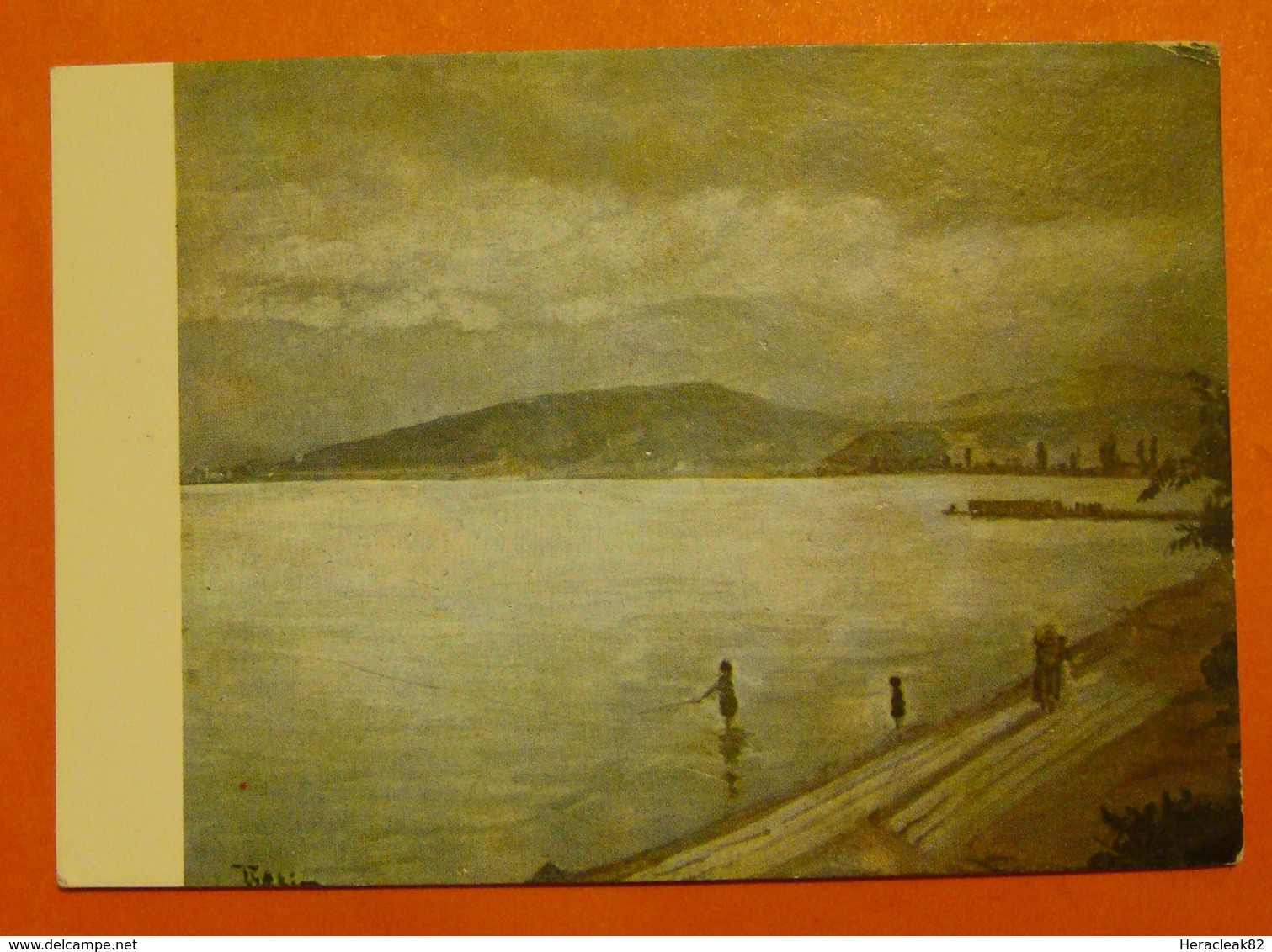 Albania Exhibition Of Paintings In TIRANA "POGRADEC IN RAIN" By Vangjush Mio, Oil 1973, UNUSED Excellent Quality. - Albanie