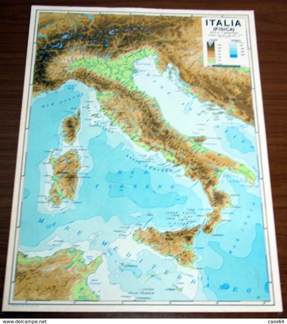 ITALIA PLASTIFICATA VINTAGE POLITICA E FISICA 41 X 30 CM. - Carte Geographique