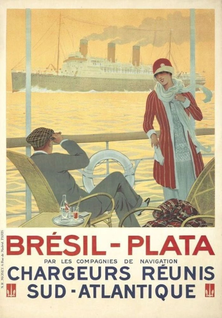 France Navigation Postcard Chargeurs Réunis Brésil-Plata 1920 - Reproduction - Advertising