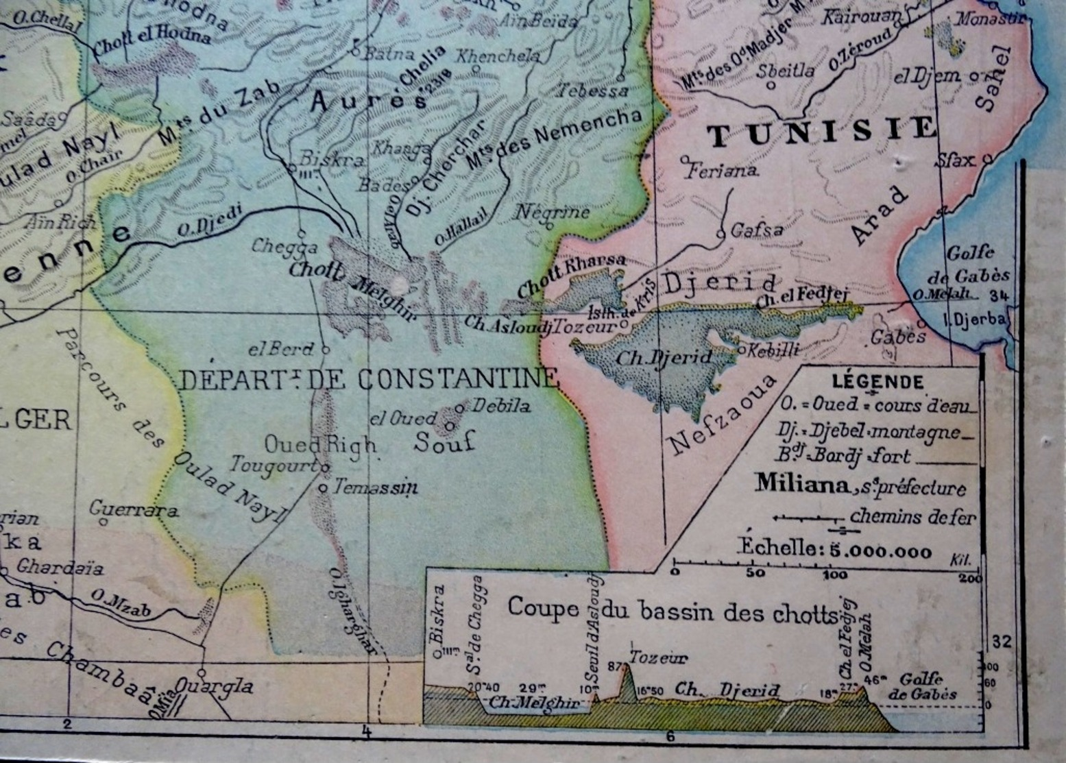 Algérie, Tunisie, Alger, Oran, Contantine, Tunis, Carte Des Département, Éditée En 1905 - Cartes Géographiques