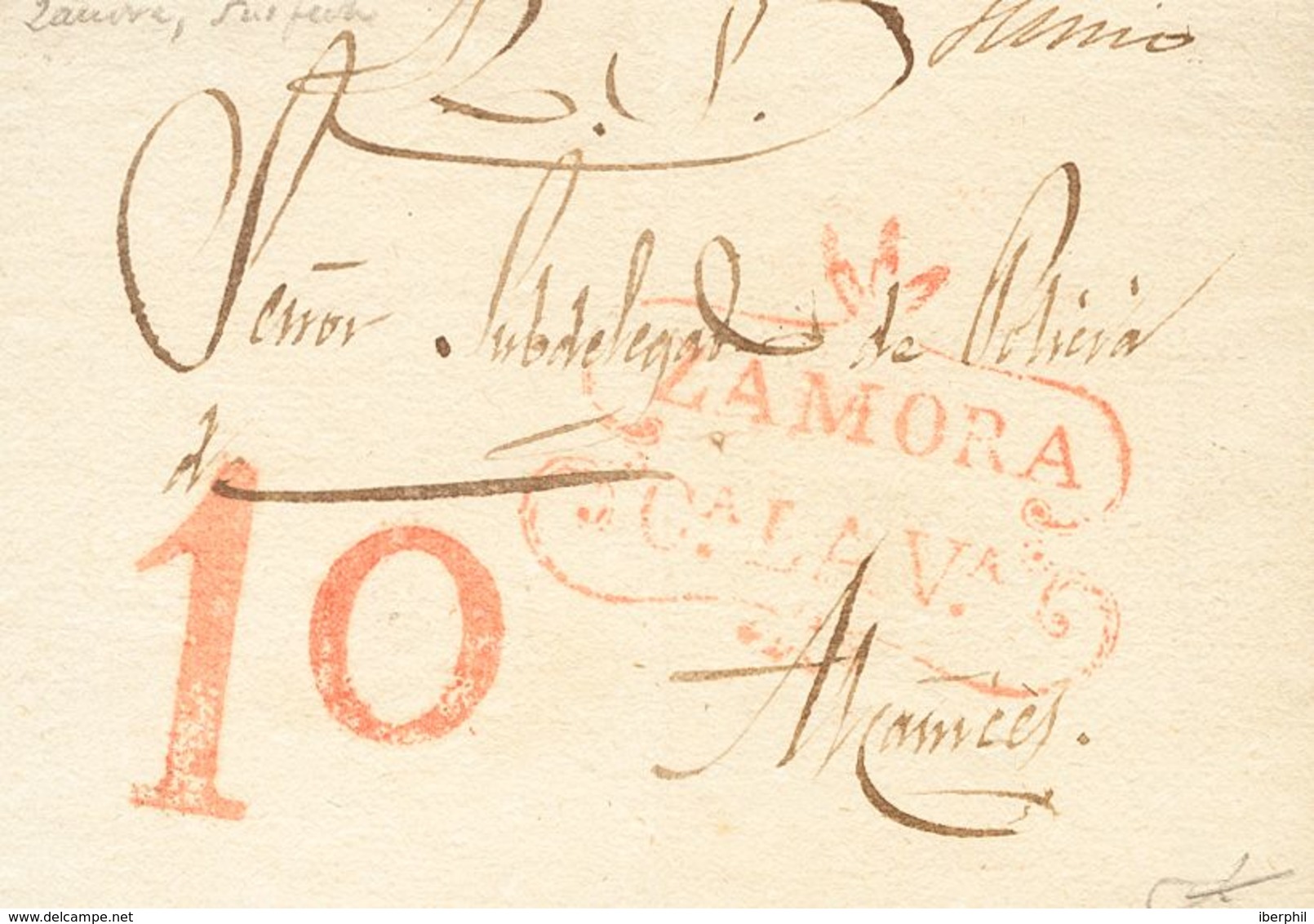 SOBRE. (1834ca). ZAMORA A ALCAÑICES. Marca ZAMORA / Cª LA Vª (P.E.9) Edición 2004. MAGNIFICA. - ...-1850 Prephilately