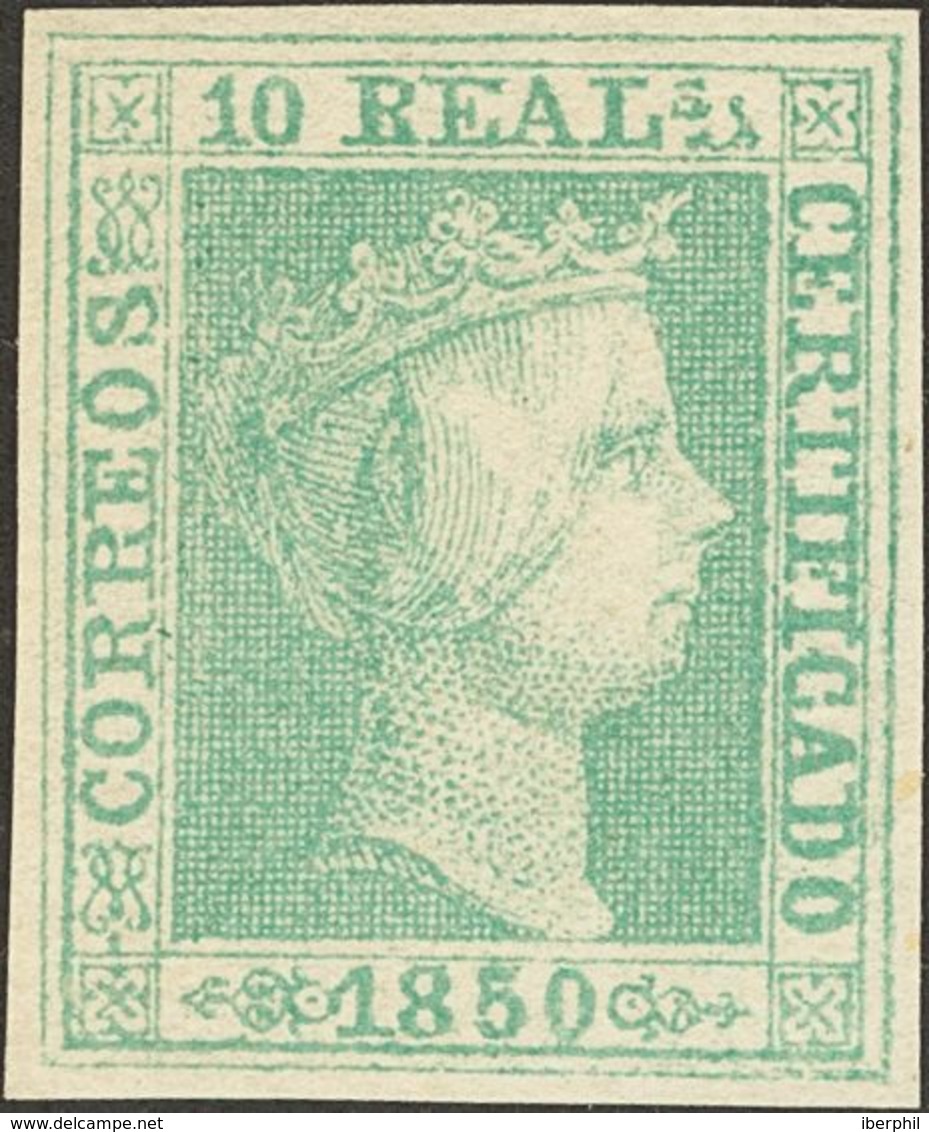 (*)5F. 1850. 10 Reales Verde. FALSO SPERATI, Al Dorso Marca De La B.P.A. MAGNIFICO. - Autres & Non Classés