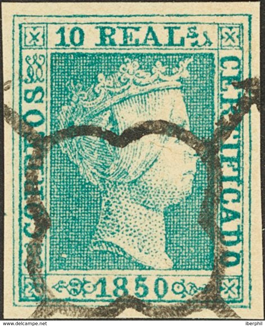 º5F. 1850. 10 Reales Verde. FALSO SPERATI, Al Dorso Marca De La B.P.A. MAGNIFICO. - Autres & Non Classés