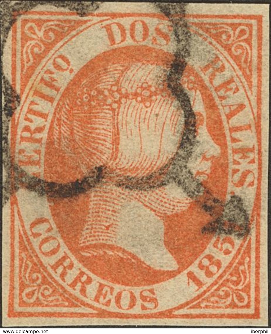 º8F. 1851. 2 Reales Naranja. FALSO SPERATI (Tipo A), Al Dorso Marca De La B.P.A. MAGNIFICO. - Autres & Non Classés