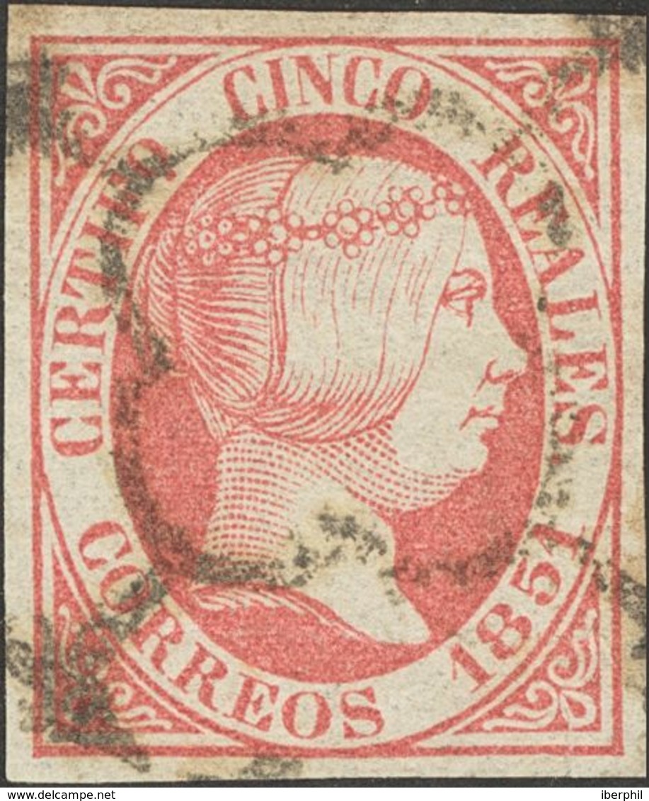 º9. 1851. 5 Reales Rosa. Grandes Márgenes. MAGNIFICO. Cert. CEM. Edifil 2018: 375 Euros - Autres & Non Classés