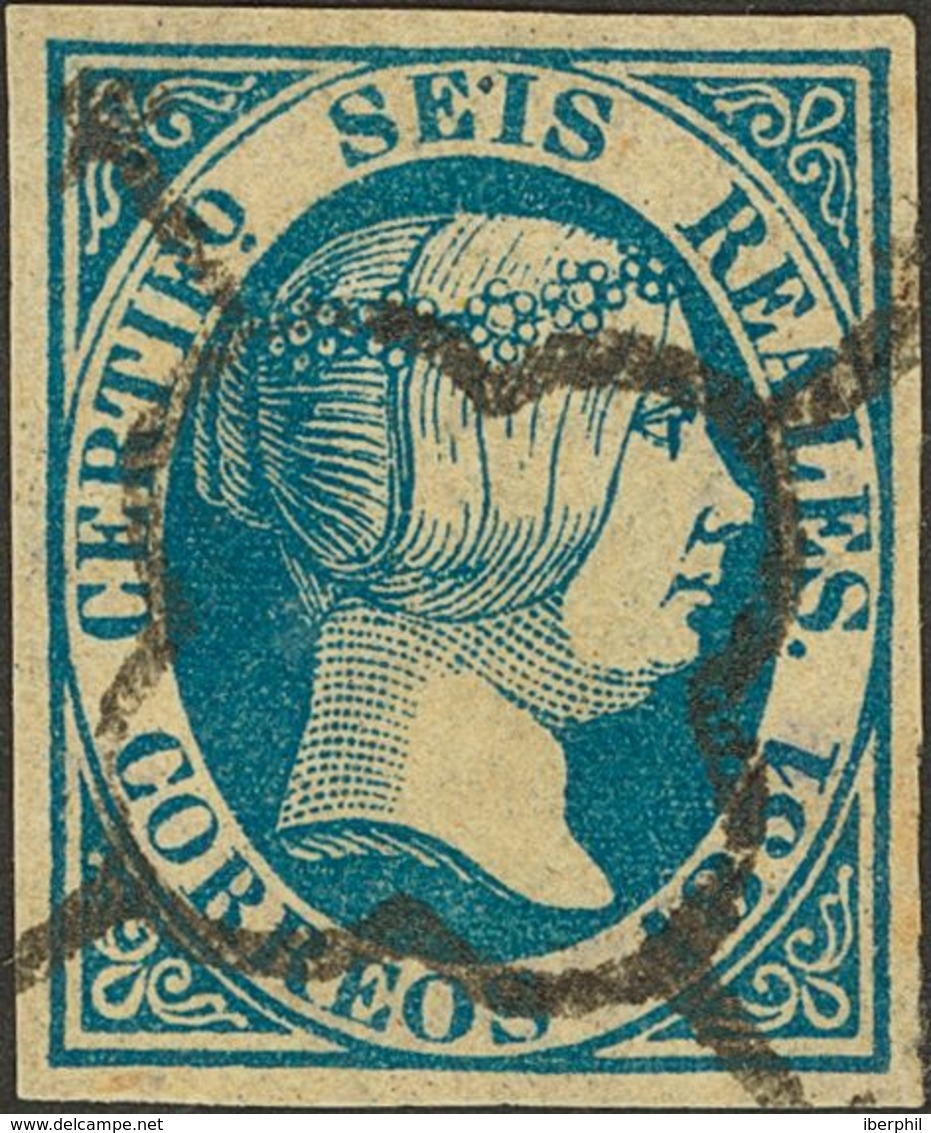 º10F. 1851. 6 Reales Azul. FALSO SPERATI, Al Dorso Marca De La B.P.A. MAGNIFICO. - Autres & Non Classés