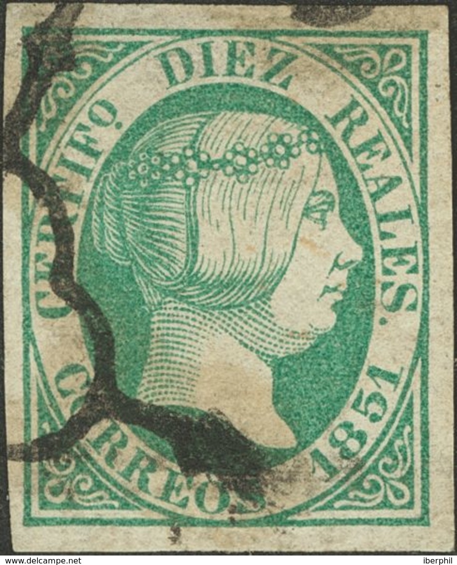 º11. 1851. 10 Reales Verde. Grandes Márgenes Y Color Intenso. MAGNIFICO. Cert. COMEX. Edifil 2018: 720 Euros - Sonstige & Ohne Zuordnung