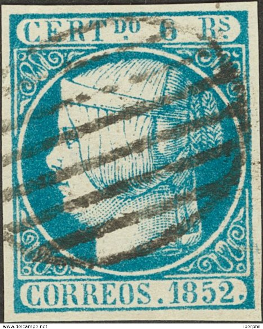 º16F. 1852. 6 Reales Azul. FALSO SPERATI, Al Dorso Marca De La B.P.A. MAGNIFICO. - Sonstige & Ohne Zuordnung