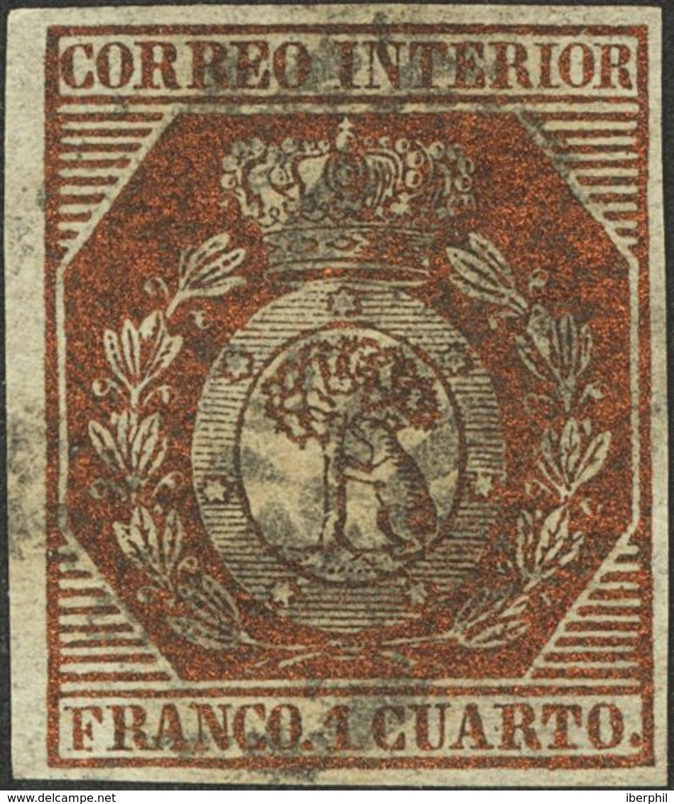 º22. 1853. 1 Cuarto Bronce. Grandes Márgenes Y Color Intenso. MAGNIFICO. Cert. GRAUS. Edifil 2018: 745 Euros - Autres & Non Classés