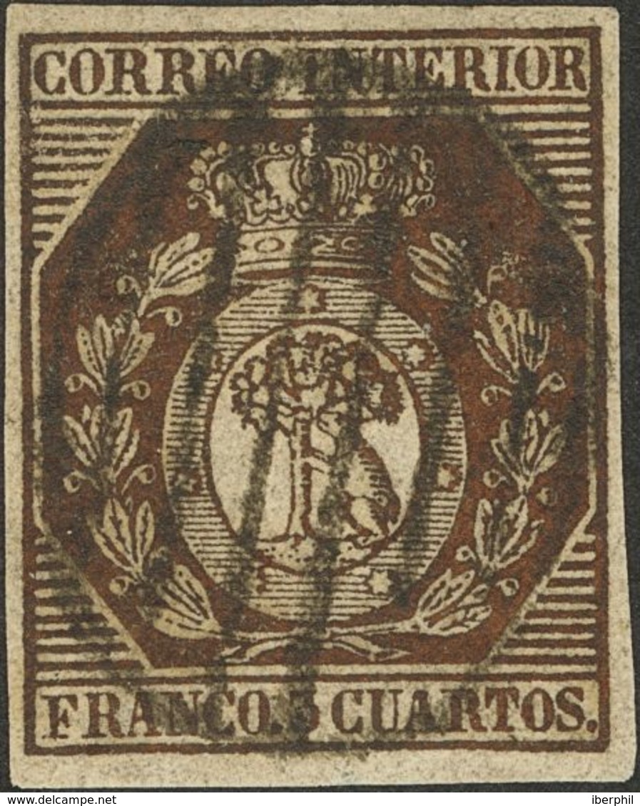 º23F. 1853. 3 Cuartos Bronce. FALSO SPERATI (Tipo A), Al Dorso Marca De La B.P.A. MAGNIFICO. - Autres & Non Classés