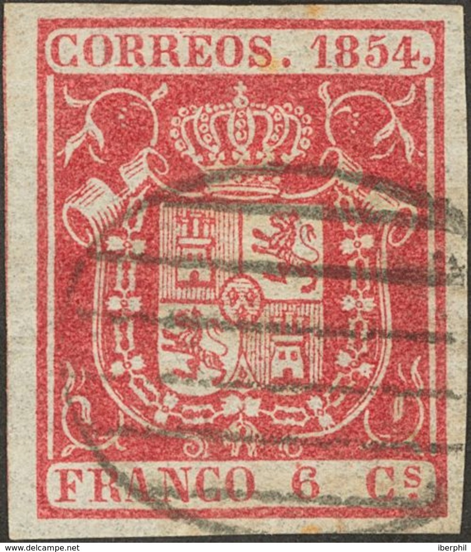 º24. 1854. 6 Cuartos Carmín. PIEZA DE LUJO. - Autres & Non Classés