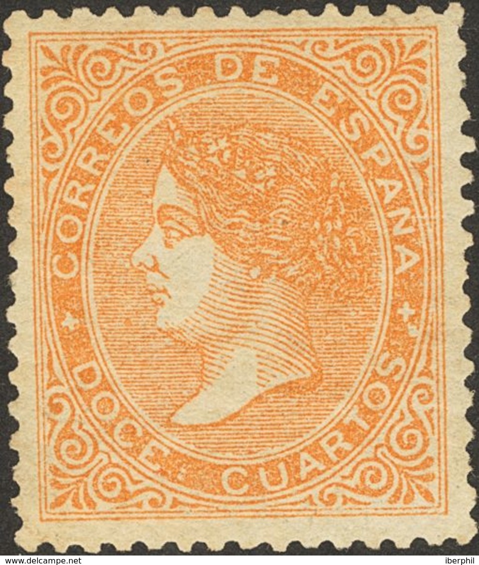 *89A. 1867. 12 Cuartos Naranja. Excelente Centraje Y Color Intenso. MAGNIFICO Y RARO. Cert. CEM. Edifil 2018: 415 Euros - Sonstige & Ohne Zuordnung