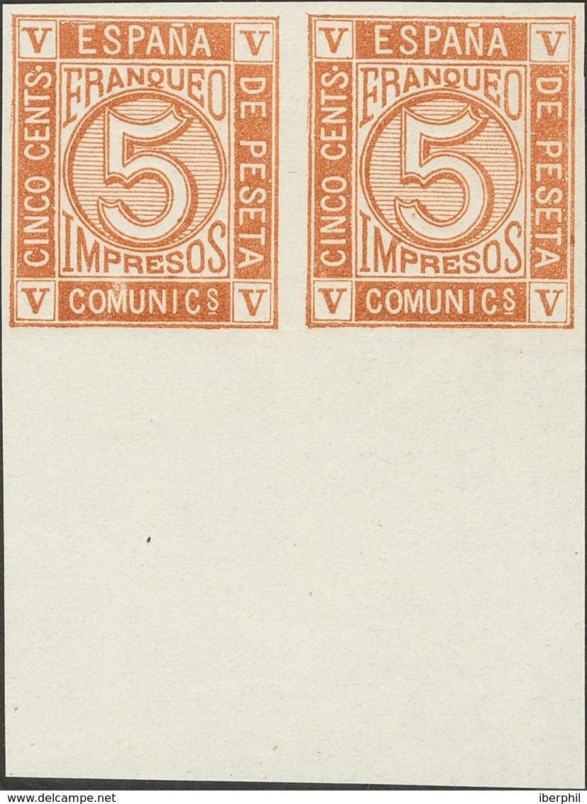 (*)117P(2). 1872. 5 Cts Castaño Rojizo, Pareja, Borde De Hoja. ENSAYO DE COLOR Y SIN DENTAR. MAGNIFICO. (Gálvez 775). - Other & Unclassified