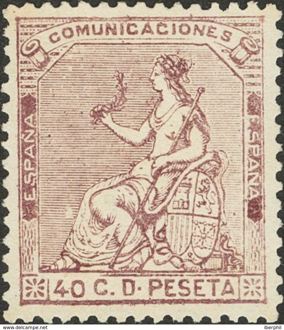 (*)136. 1873. 40 Cts Castaño Violeta. Excelente Centraje. MAGNIFICO. Edifil 2018: 58 Euros - Autres & Non Classés