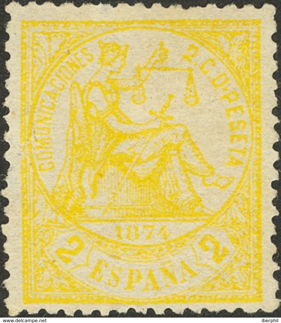 *143. 1874. 2 Cts Amarillo. Color Muy Intenso. MAGNIFICO. Edifil 2018: 35 Euros - Other & Unclassified