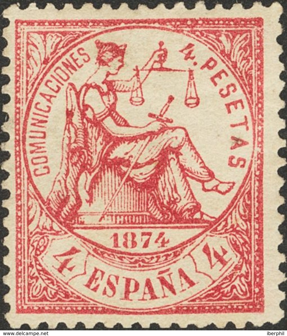 *151. 1874. 4 Pts Carmin. Color Excepcional Y Muy Bien Centrado. MAGNIFICO Y RARO. Cert. CEM. Edifil 2018: 1.120 Euros - Sonstige & Ohne Zuordnung