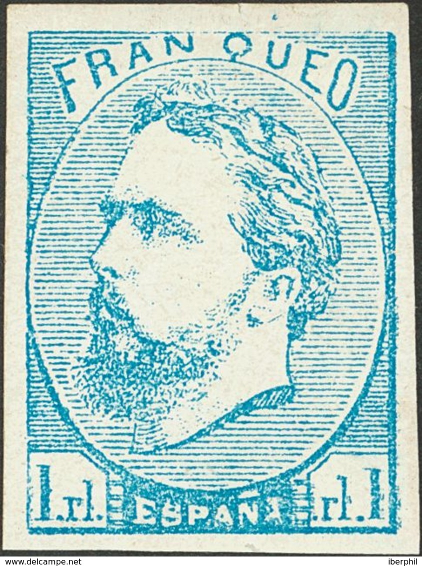 *156. 1873. 1 Real Azul. MAGNIFICO. Cert. CEM. Edifil 2018: 785 Euros - Autres & Non Classés