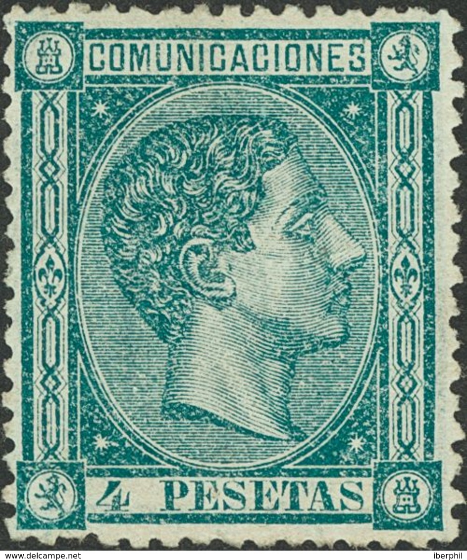 (*)170. 1875. 4 Pts Verde. Excelente Centraje Y Color Intenso. MAGNIFICO Y RARO. Cert. CEM. Edifil 2018: 735 Euros - Sonstige & Ohne Zuordnung