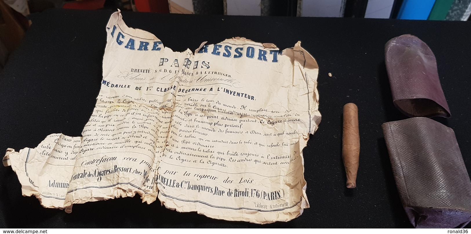 Fumeur CIGARE A RESSORT DE PARIS Permet De Fumer Tous Tabacs Charge D'une Pipe /Mr De La FLECHELLE 176 RUE TIVOLI PARIS - Altri & Non Classificati