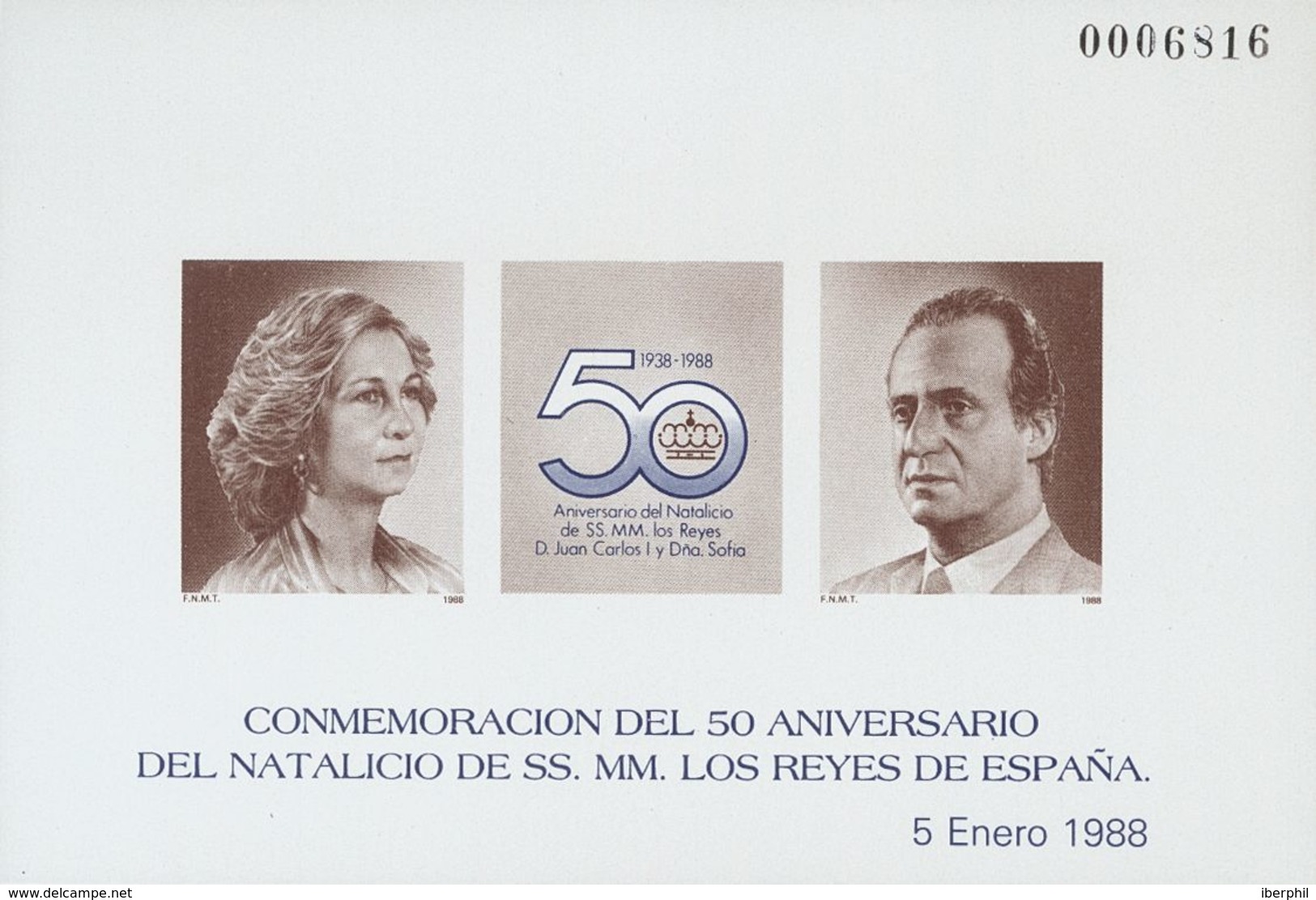 **15P. 1988. Prueba De Lujo. 50º ANIVERSARIO NATALICIO DE LOS REYES. MAGNIFICA. Edifil 2018: 120 Euros - Sonstige & Ohne Zuordnung
