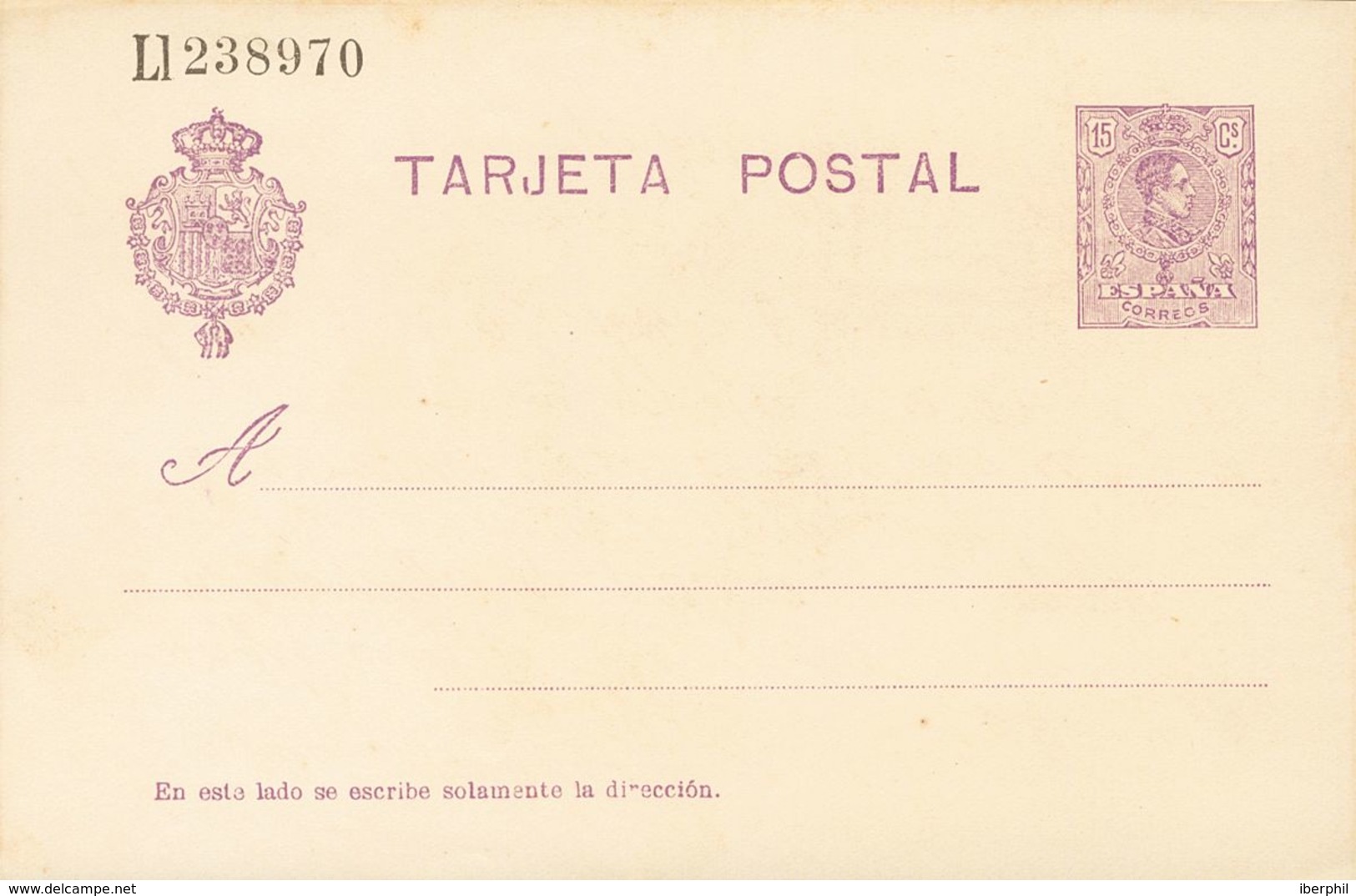 (*)EP50. 1910. 15 Cts Violeta Sobre Tarjeta Entero Postal Impresa Sobre Papel Crema Ordinario Con Dos Hojas En Blanco. M - Autres & Non Classés