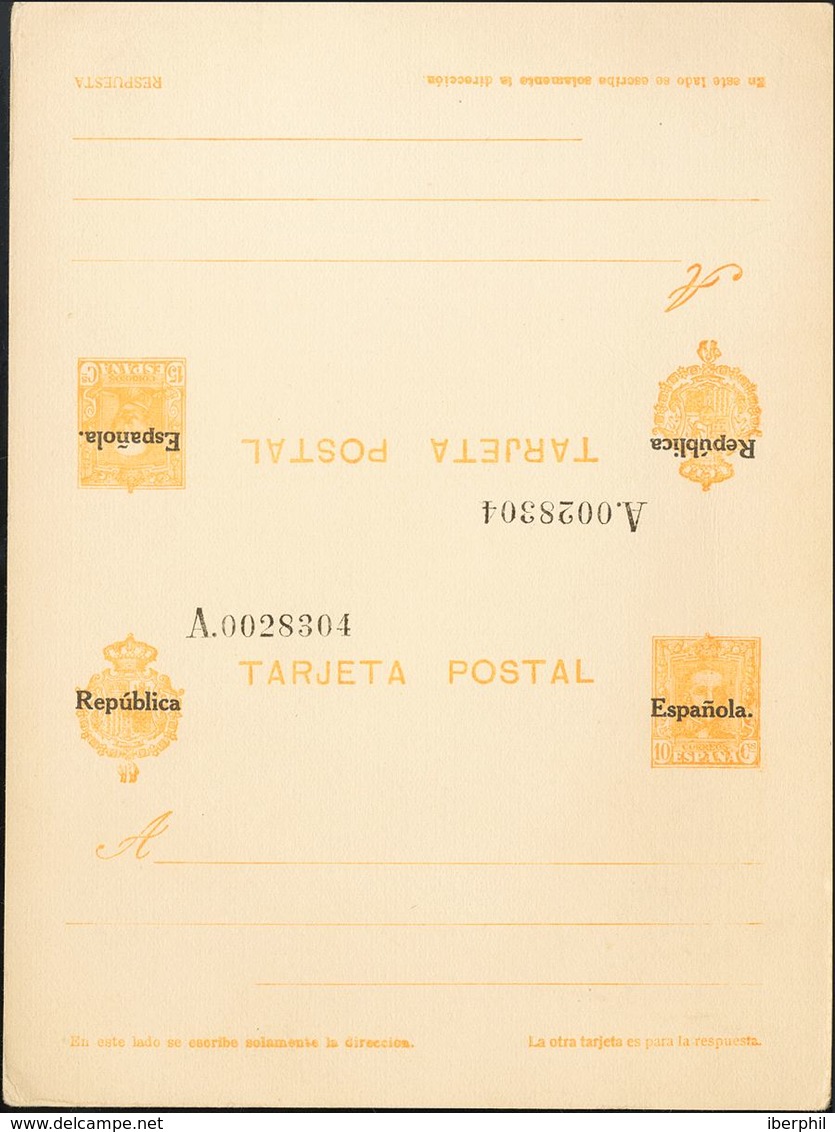 (*)EP64. 1925. 10 Cts + 15 Cts Amarillo Sobre Tarjeta Entero Postal, De Ida Y Vuelta (sin Doblar). MAGNIFICA Y RARA. (Lá - Autres & Non Classés