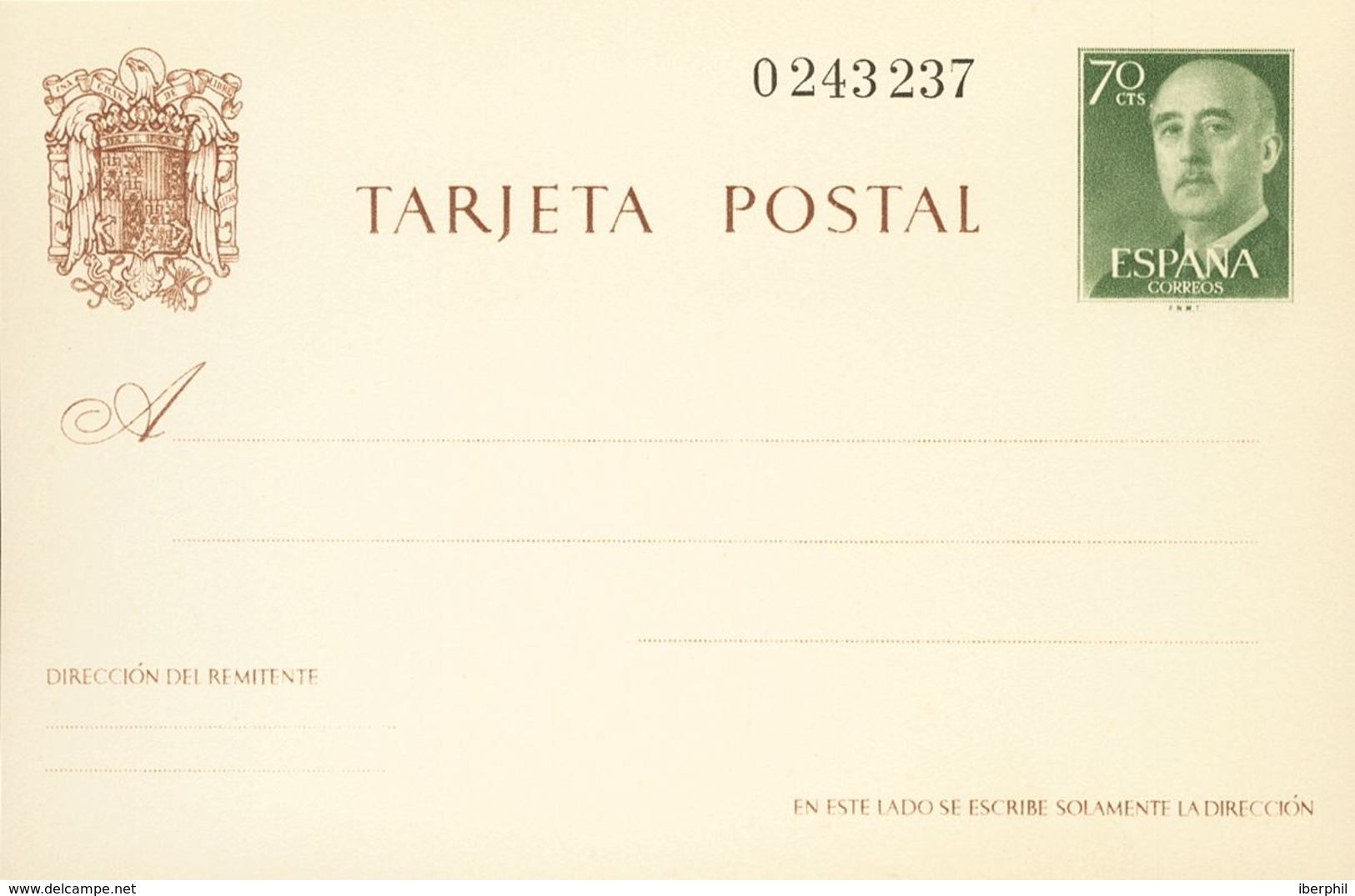 **EP90. 1962. 70 Cts Verde Sobre Tarjeta Entero Postal. MAGNIFICO. Edifil 2018: 51 Euros - Autres & Non Classés