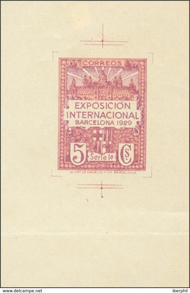 (*)1P. 1929. 5 Cts Violeta Y Rosa. PRUEBA DE PUNZON. MAGNIFICA Y RARISIMA. - Autres & Non Classés