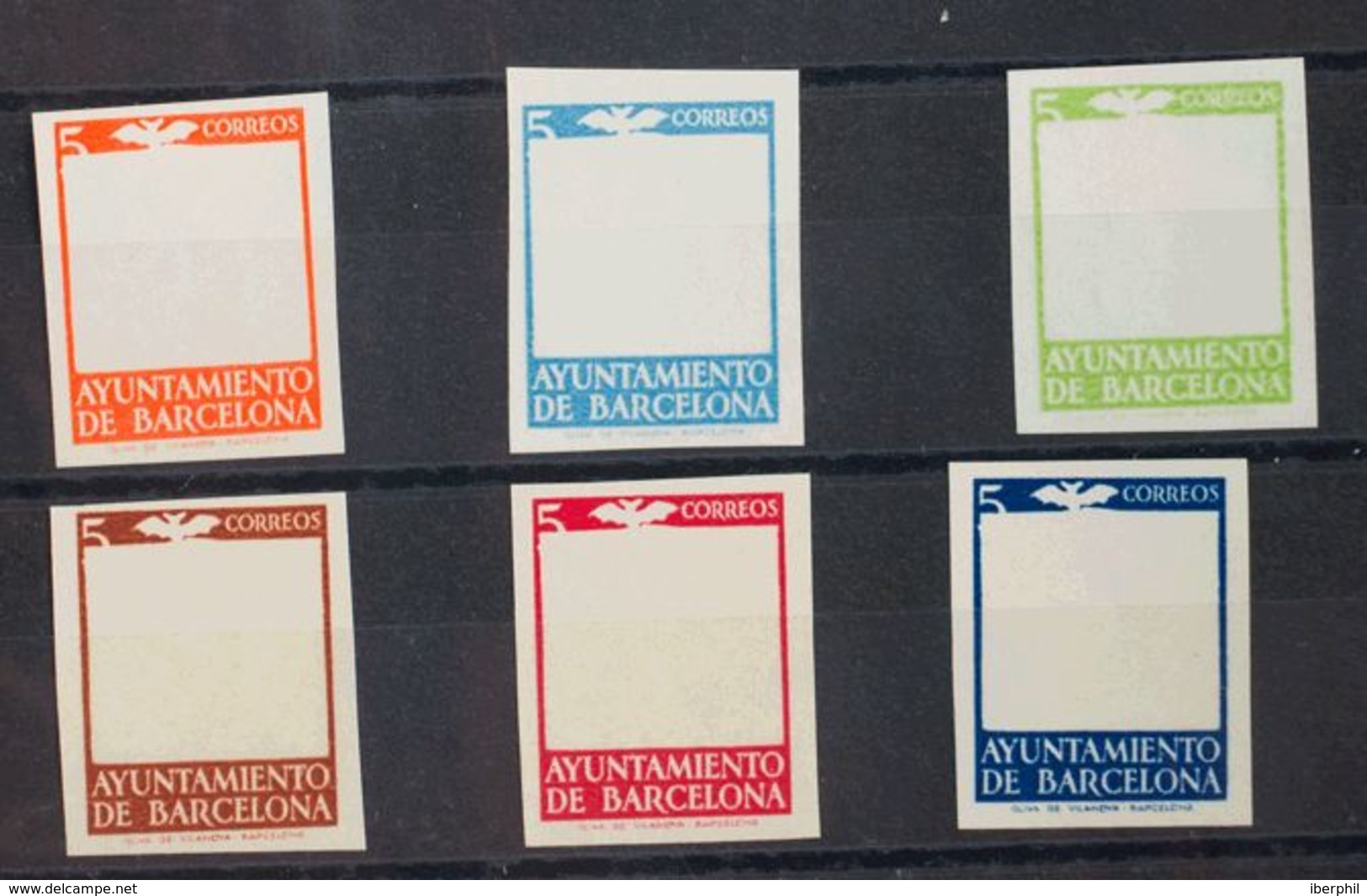 (*). (1941ca). Conjunto De Seis ENSAYOS DE COLOR (sin Dentar), Sólo Del Marco De Un Diseño No Adoptado De 5 Cts. MAGNIFI - Autres & Non Classés