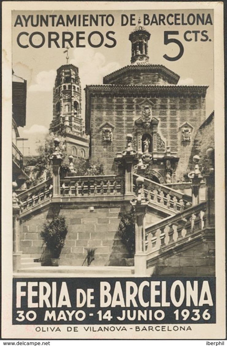 (*)18P. 1936. 5 Cts Negro. PRUEBA FOTOGRAFICA (imprenta De Oliva De Vilanova), Con El Diseño Definitivo Del 5 Cts "Escal - Autres & Non Classés