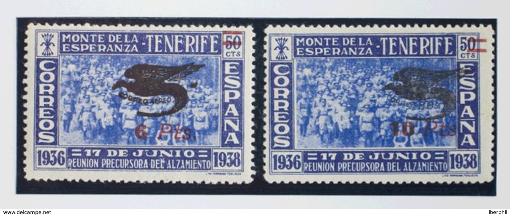 *59hcc, 61hcc. 1939. 6 Pts Sobre 50 Cts Y 10 Pts Sobre 50 Cts. Variedad COLORES DE LA HABILITACION CAMBIADOS. MAGNIFICOS - Sonstige & Ohne Zuordnung