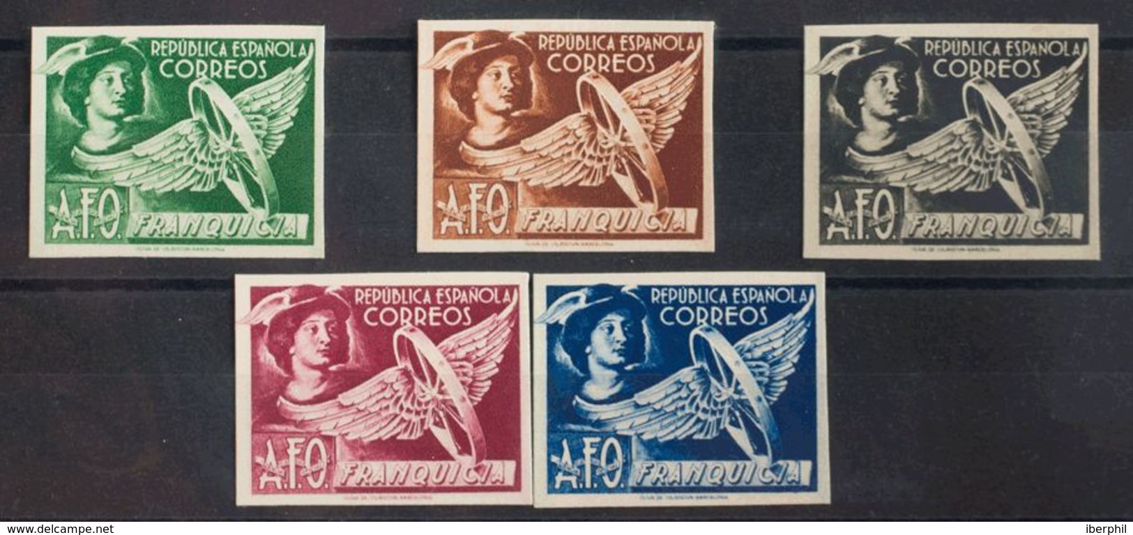 (*)23/27sp. 1938. Serie Completa. Variedad PAPEL CARTON Y SIN DENTAR. MAGNIFICA. Edifil 2017: 150 Euros - Franchise Postale